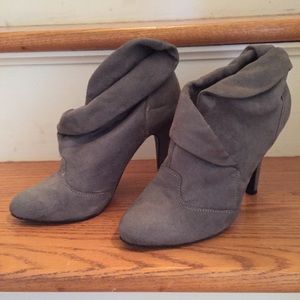 Grey closed toe heel bootie